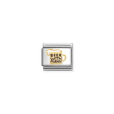 Nomination COMPOSABLE CLASSIC SYMBOLE Element aus Edelstahl, mit 18Kt Gelbgold und Emaille verziert, (87_(Beer with Friends))